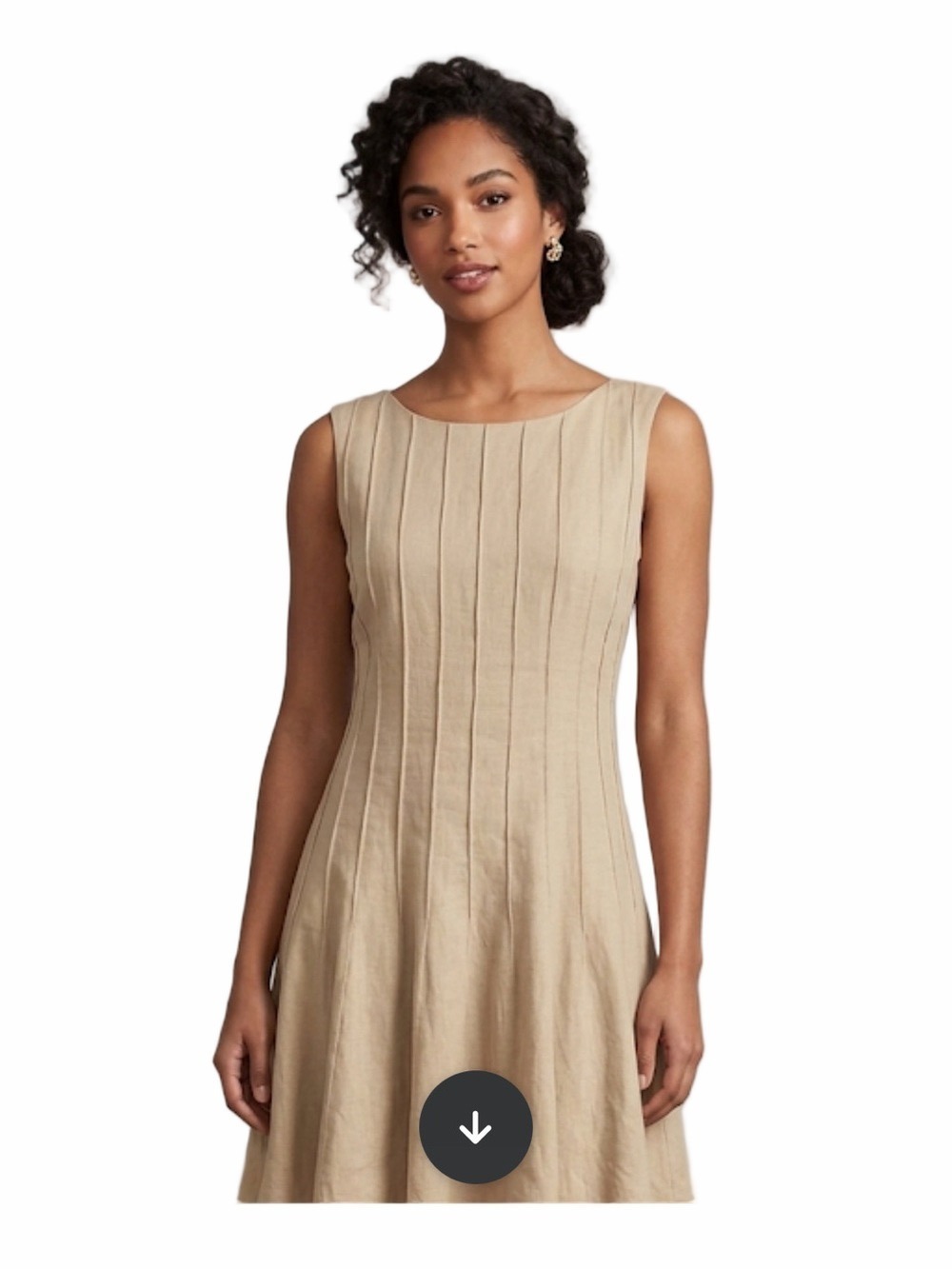 Calvin Klein Linen A-Line Dress Beige Raw Seam Minimalist Size 8 EUC